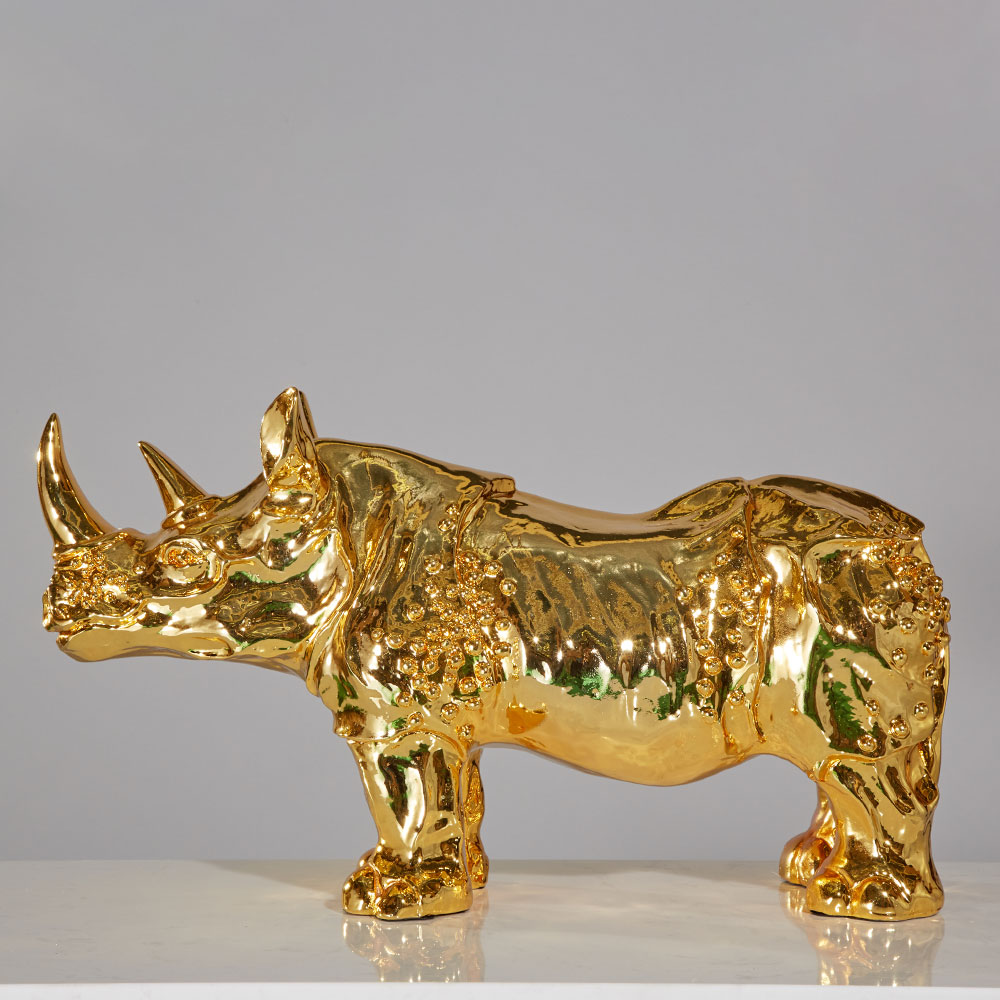 アニマルオブジェ 動物置物 縁起物 風水【サイ/金色】 | 輸入家具